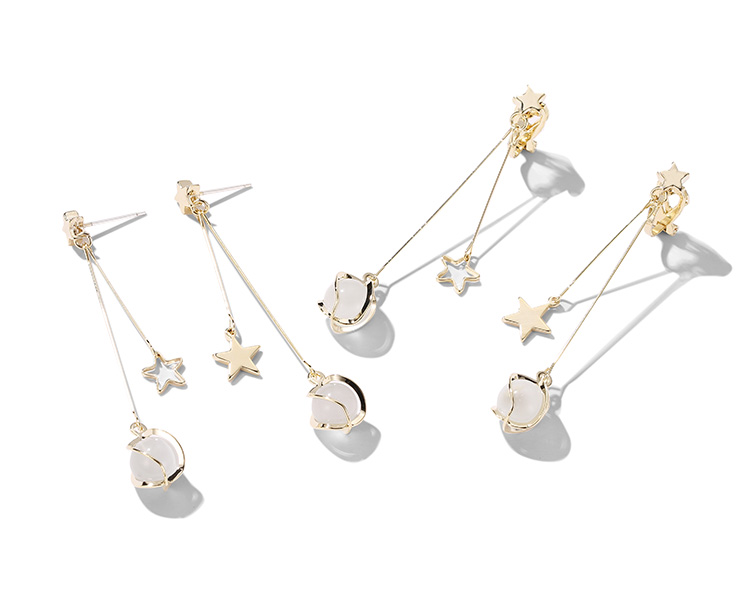 貓眼石耳環 耳夾無耳洞耳環