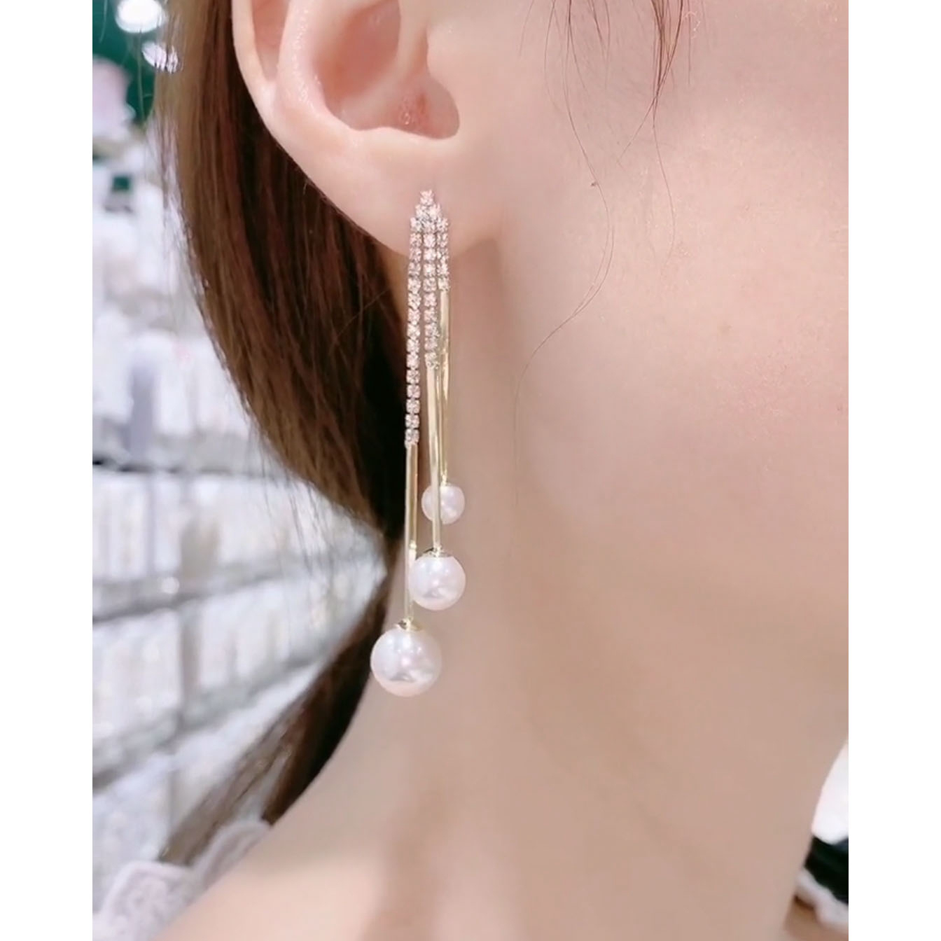 氣質百搭珍珠流蘇耳環