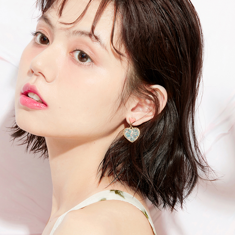 愛心亮片氣質螺旋式耳夾