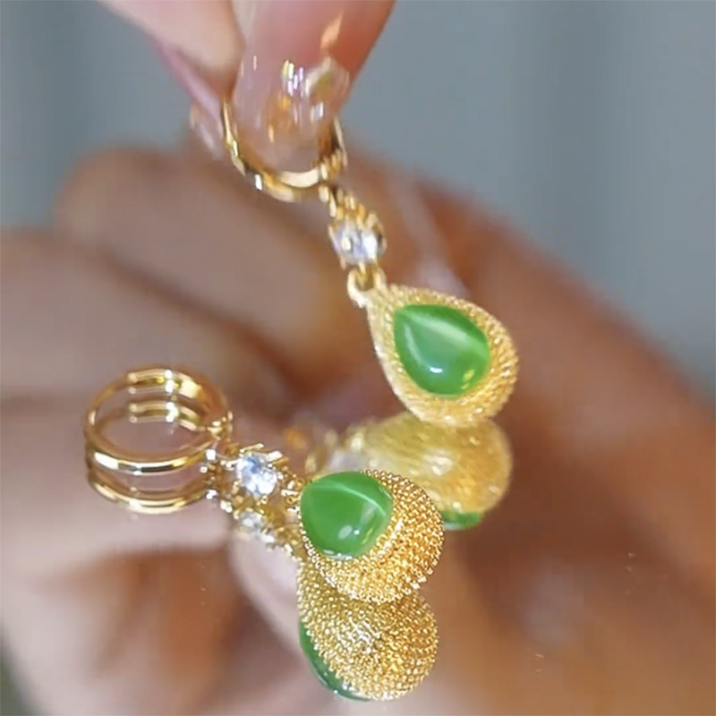 復古綠時尚榴槤耳環