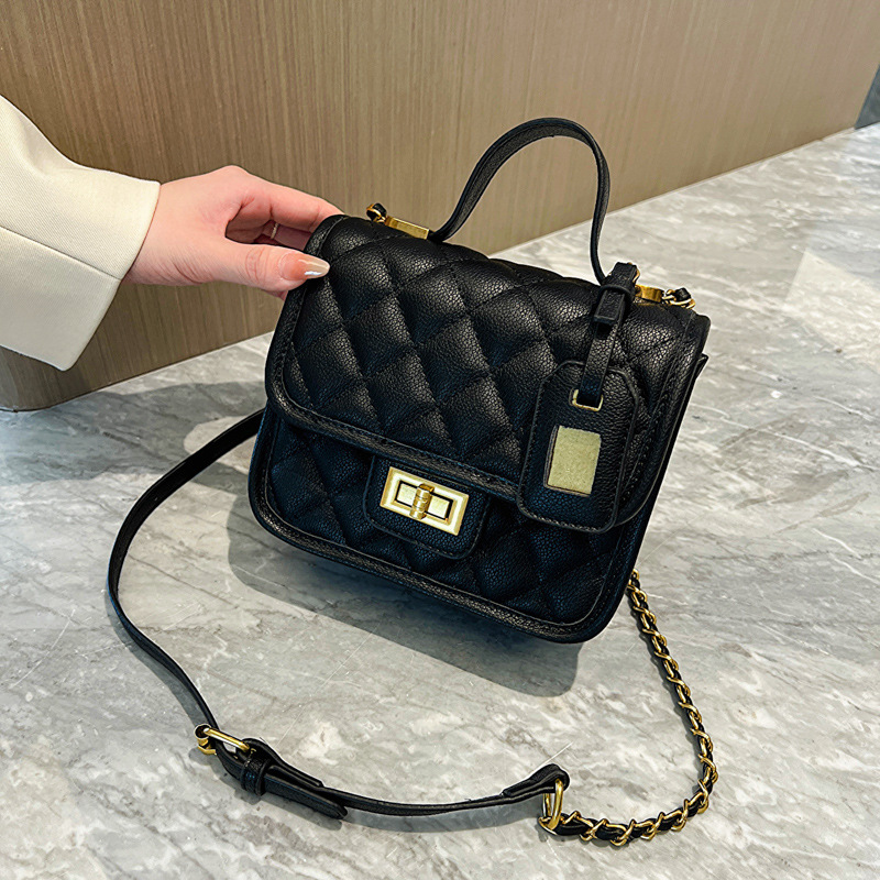 【沫緹甄選】新款時尚菱格鏈條斜挎包爆款手提小方包