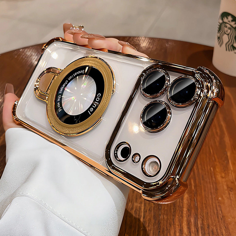 純色全包氣囊Magsafe帶支架Phone保護殼