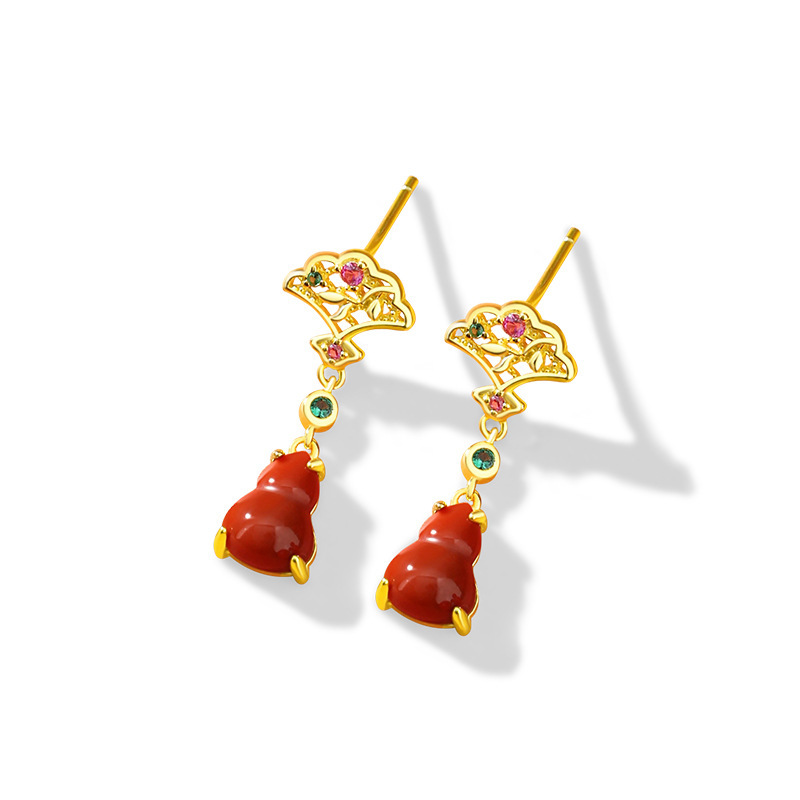 【沫緹甄選】福祿雙全純銀項錬新中式紅瑪瑙葫蘆鎖骨錬祥雲如意吊墜