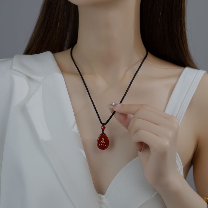 紅瑪瑙水滴款DIY情侶幸運項錬