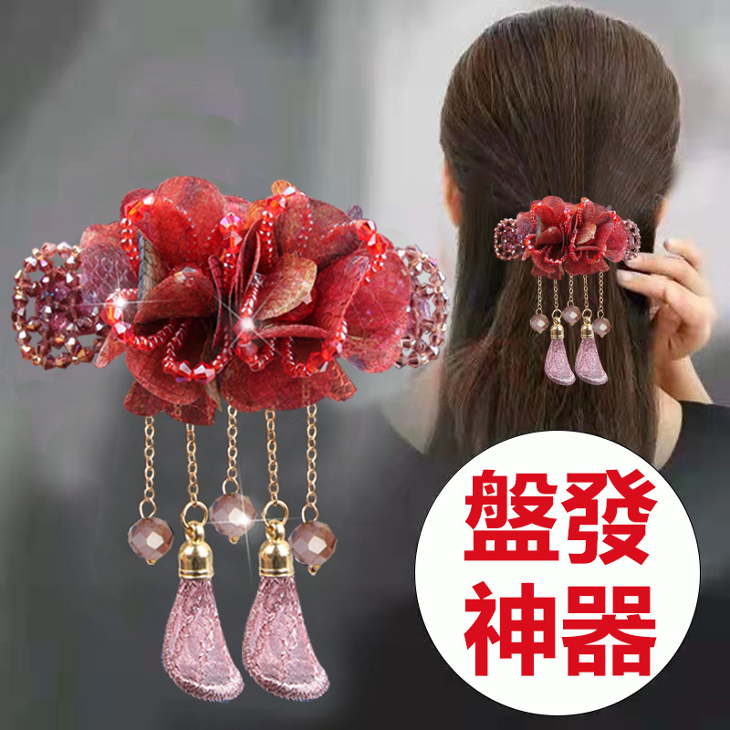 古風水晶流蘇盤發神器
