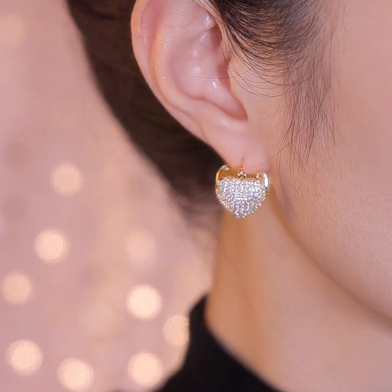 雙面愛心鋯石耳環