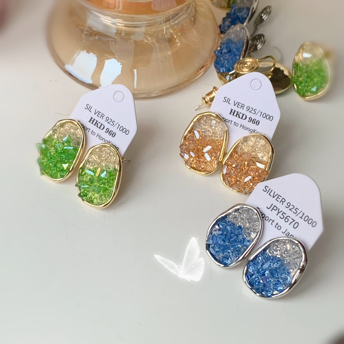 「橘子海」水晶橘子糖氣質耳環