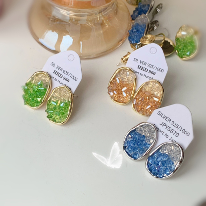 「橘子海」水晶橘子糖氣質耳環