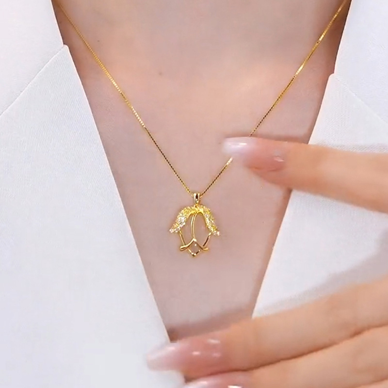 金色鬱金香花朵項鍊