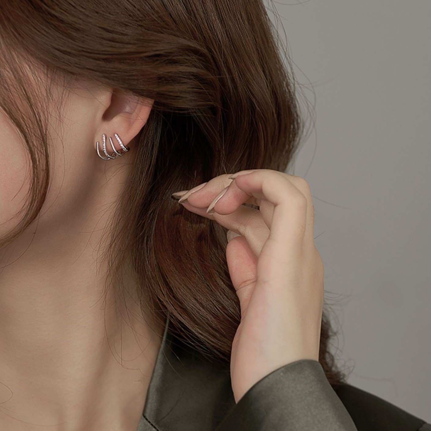 四爪耳排S925銀針設計百搭耳環