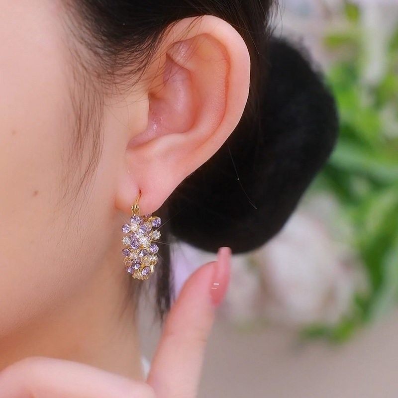 紫色繁星點點圈圈耳環