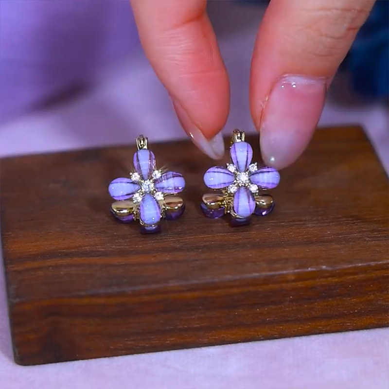 超仙紫色小花耳環