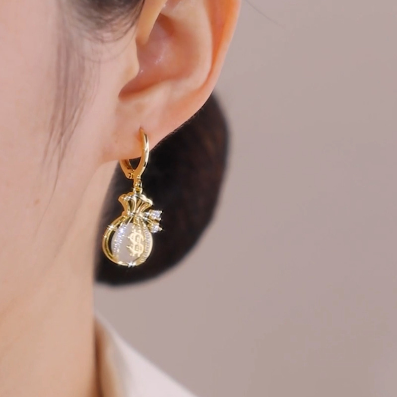 好運福袋貓眼石耳環