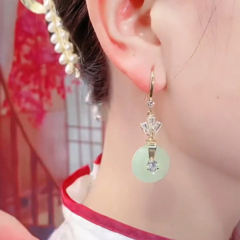 古風平安扣圓形耳環