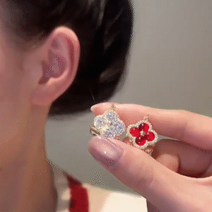 雙色四葉草輕奢耳環   