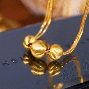 黃金球球疊戴個性項錬