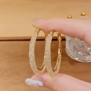 精致高級感大圈圈網狀水晶耳環