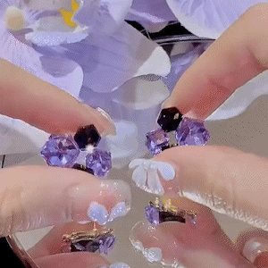 紫色立體方塊水晶耳環
