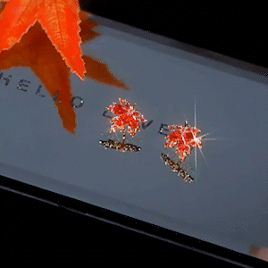 紅色水晶楓葉耳環