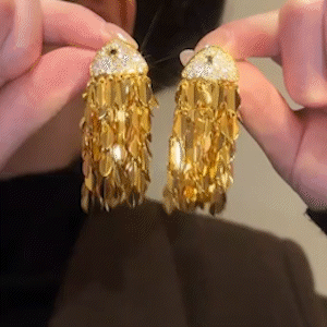 金色麥穗年年有餘流蘇耳環   