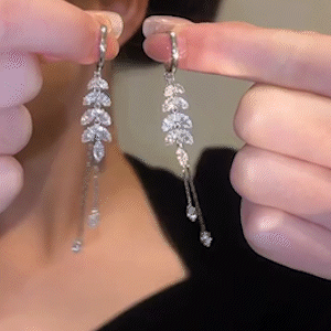 銀色麥穗長款流蘇耳環