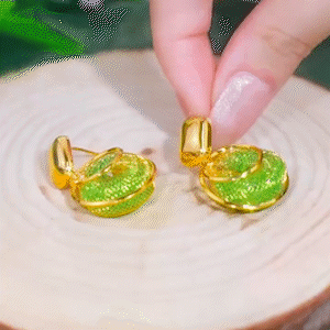 港風網狀綠水晶圈圈耳環