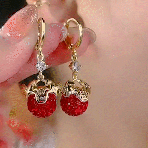 新款紅色鑽球馬上有錢耳環