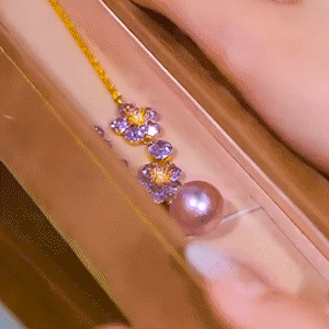 紫色鋯石花朵珍珠項鍊