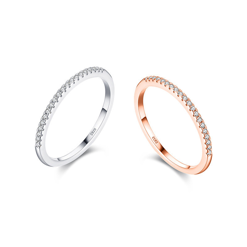 純銀設計感排鑽個性戒指