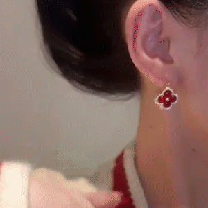 雙色四葉草輕奢耳環   