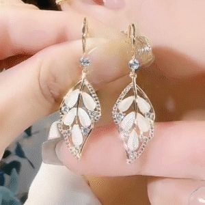 「金枝玉葉」貓眼石鋯石耳環