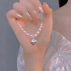 碎銀子愛心珍珠項錬