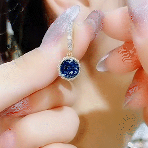 閃亮藍色鋯石耳環