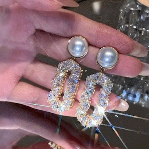 幾何鏤空高級感珍珠耳環