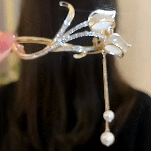 淑女鬱金香珍珠盤髮神器