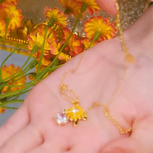 太陽花鑽石個性項錬  