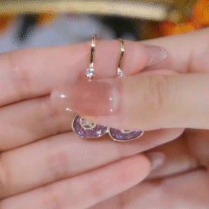 紫色招財錢袋耳環
