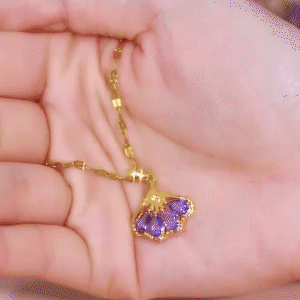 紫色銀杏葉鋯石項錬