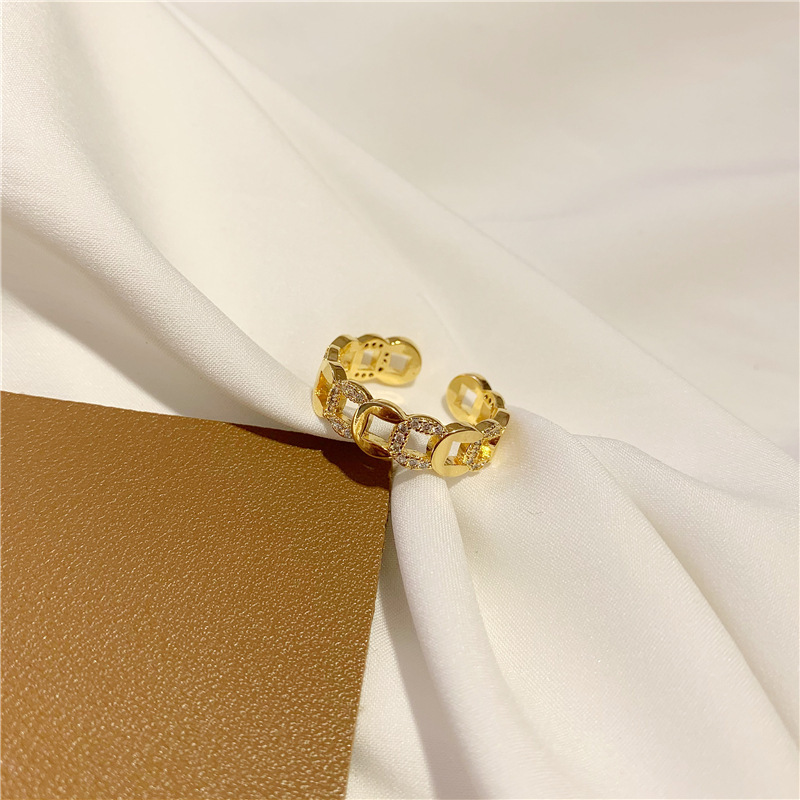 金錢豹 金錢好運滾滾來 閃鑽鋯石開口戒指