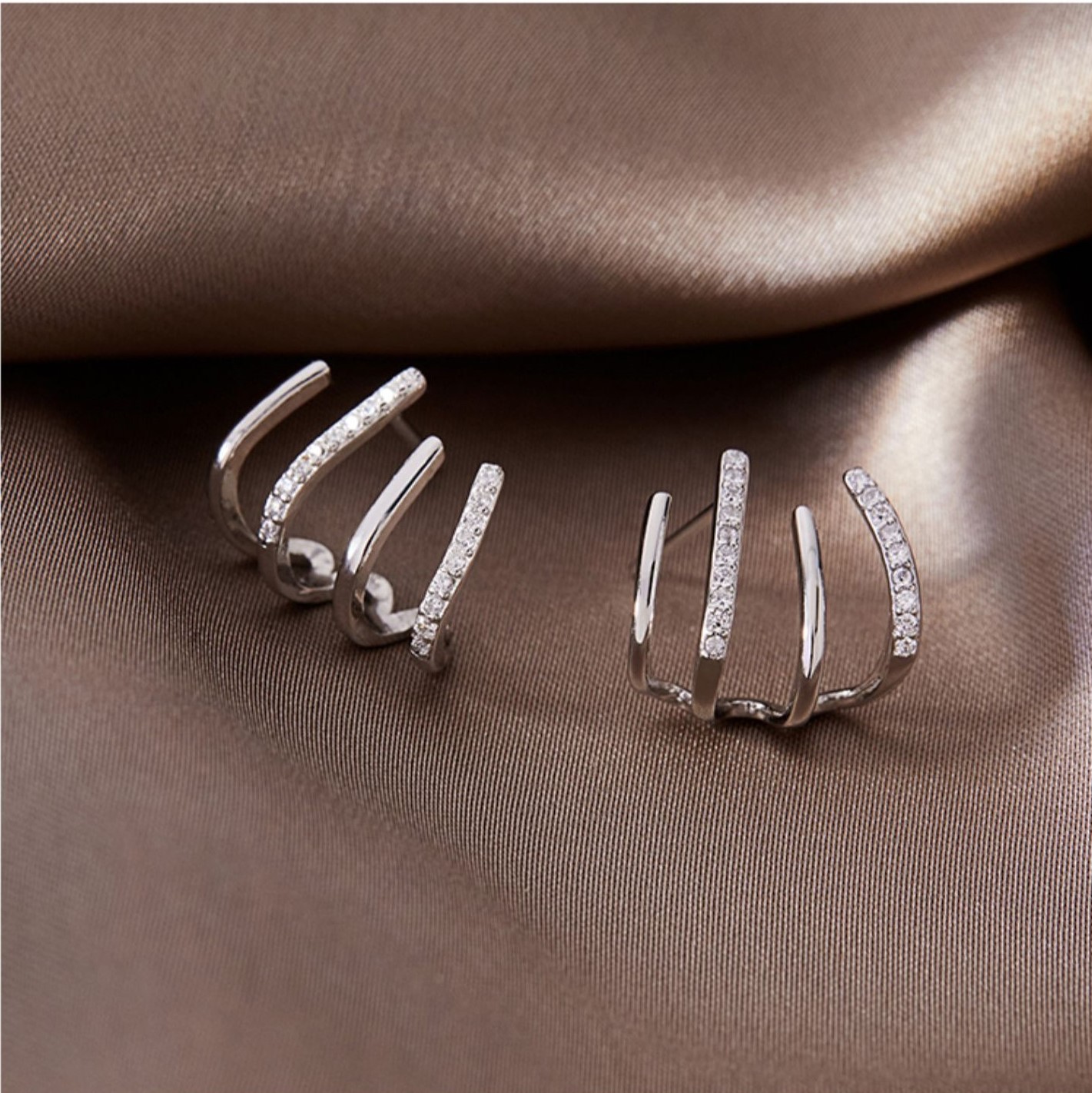 四爪耳排S925銀針設計百搭耳環