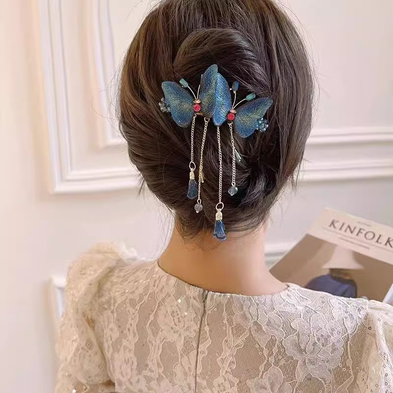 精緻優雅蝴蝶結流蘇髮夾