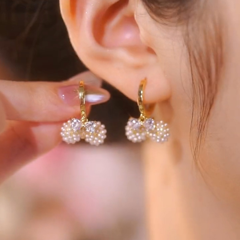 珍珠氣質蝴蝶結耳環