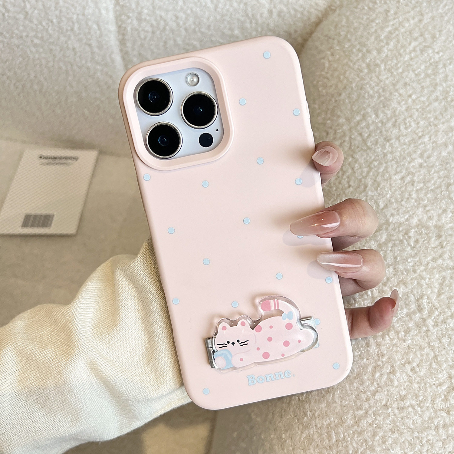 可愛卡通小貓小狗支架蘋果保護殼