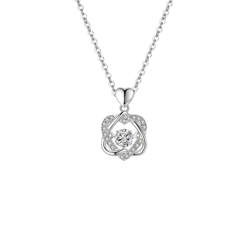 跳動的心 藍色鋯石純銀項錬