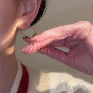 紅色V型氣質耳環