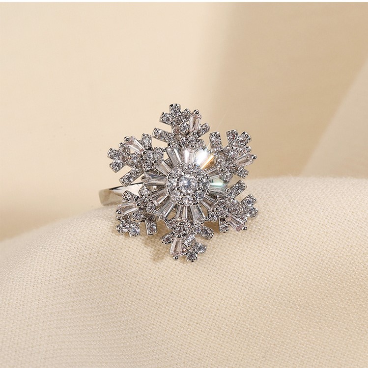 S925純銀旋轉雪花戒指