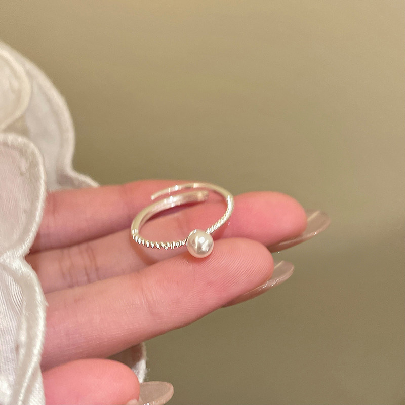 精緻蝴蝶結珍珠疊戴戒指