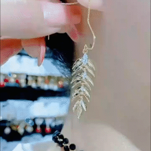 輕奢高級感葉子耳線麥穗流蘇耳環