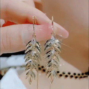 輕奢高級感葉子耳線麥穗流蘇耳環
