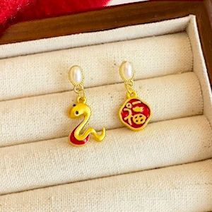 小金蛇迎福耳環